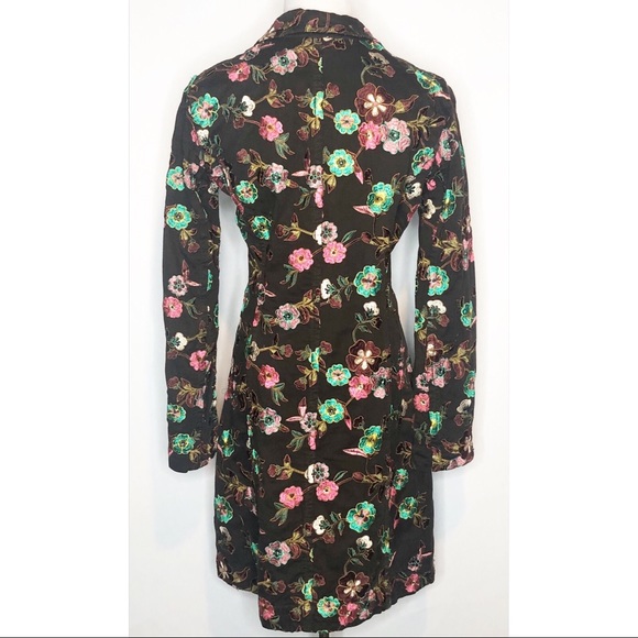 Last Chance Johnny Was Floral Embroidered Trench Coat XS Brown - Picture 5 of 13